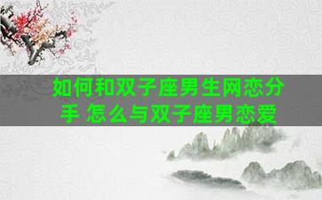 如何和双子座男生网恋分手 怎么与双子座男恋爱